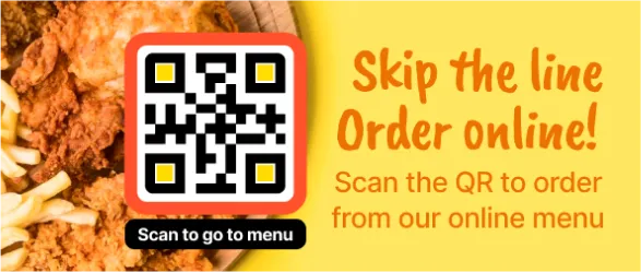 QR code with fried chicken and fries background