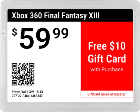 Gift card price tag